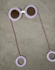 Vintage Round Sunglasses Dangle Earrings Chain 80s Novelty Women s Plastic