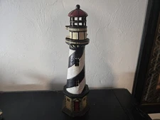 Vintage Cast Iron Light House Tea Light Candle  17”.  White/Black