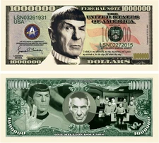 Leonard Nimoy Star Trek Spock Collectible Million Dollar Bill - Pack of 25 - Bes