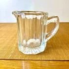 VINTAGE PRESSED CLEAR GLASS 3” CREAMER/MILK/SYRUP PITCHER WITH A PANEL DESIGN