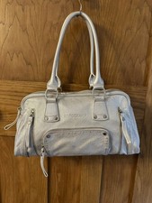 LONGCHAMP Vintage silver Leather East-West Purse rodeo 90’s Luxury Handbag