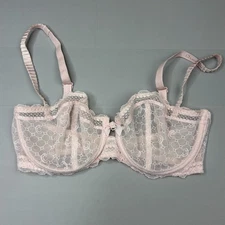 Chantelle Bra 32D Pink Lace Unlined Underwire Adjustable Strap
