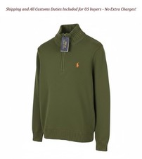 RALPH LAUREN Classics New Olive Men Jumper S Half Zip Knit Pullover -