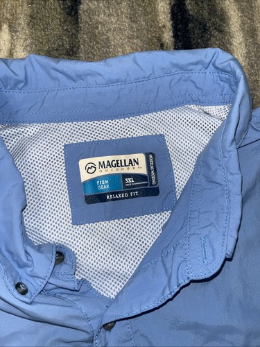 Magellan Shirt Mens 3X Button Up Relaxed Fit Blue Fishing Outdoor Vented SS - Picture 7 of 10
