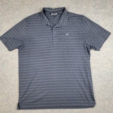 Travis Mathew Polo Shirt Mens XL Gray Stripe Golf Performance Cotton Blend Top