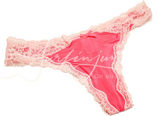 Victoria's Secret Vintage Panties Panty Medium Neon Pink Lace Thong Bikini New M