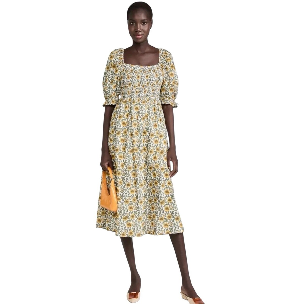 shopbop midi dress Shopbop Rahi Women Milkmaid Midi Dress Size S Cottagecore Prairie Floral  NEW TAG