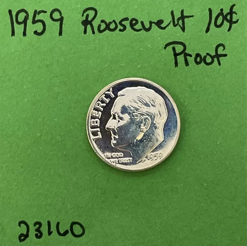 1959-P Roosevelt Dime 10c Gem Proof 90% Silver See Pictures