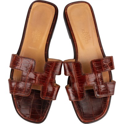 Hermès Crocodile Leather Oran Sandals (36,5) Sandalen Schuhe