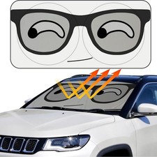 Car Sun Shade Windshield Cute Eye , Portable Big Glasses Sun Shade 59" x 33"