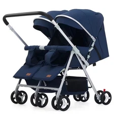 Twin Stroller, Folding To Sit and Lie Down, Lightweight, Double Stroller