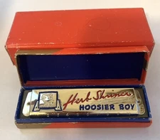 Vintage Herb Shriner Hoosier Boy Harmonica /Key of  C /w Original Boxes