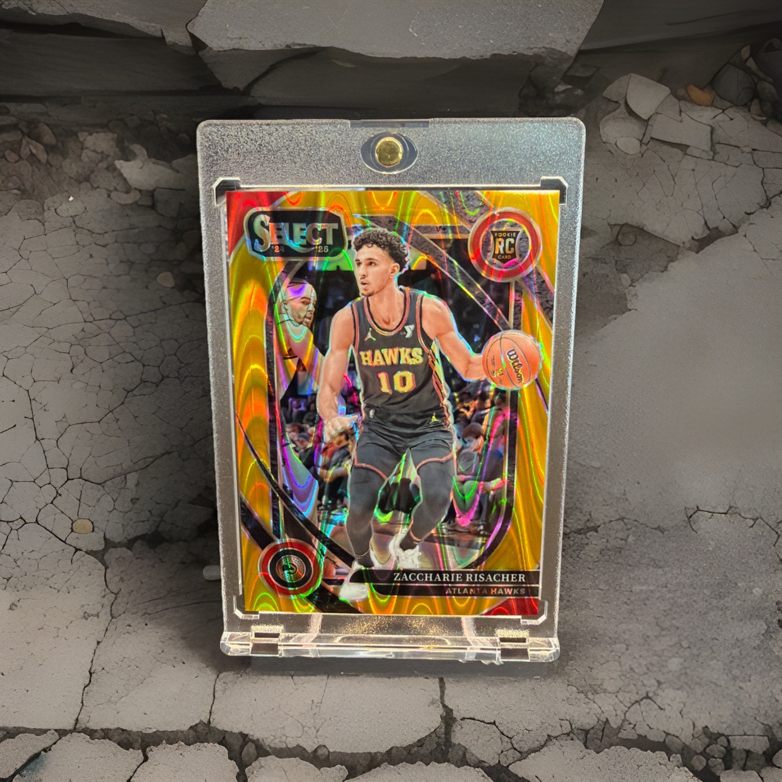 2024-25 Panini Select - Courtside Zaccharie Risacher #289 Gold Wave Prizm /10 RC