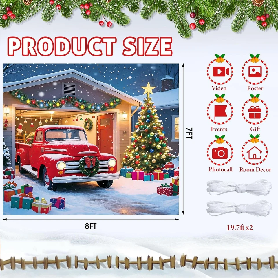 Christmas Garage Door Cover Decorations, 7 x 8 Ft Garage Door Christmas Banner - Image 3 of 4
