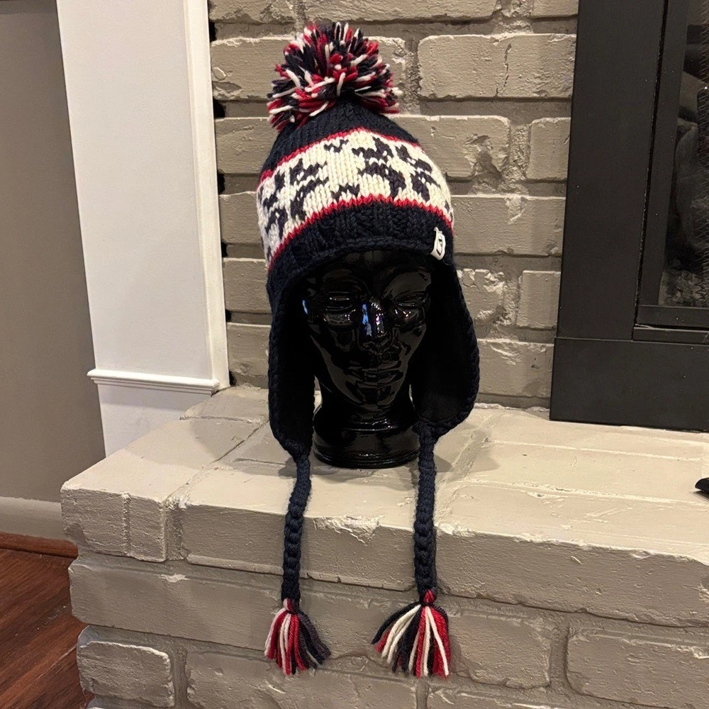 Cozy Adult Unisex Fair Isle Wool Knit Pom-Pom Ear Flap Beanie Hat