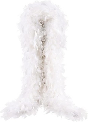THARAHT Chandelle Feather Boa 19 Color-38g/55g100g 2Yard Dancing White 