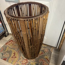 Vintage Bamboo Umbrella Stand  Boho Chinoiserie Cane Holder/ Plant Stand