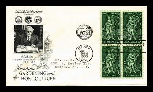 DR JIM STAMPS US COVER GARDENING AND HORTICULTURE FDC SCOTT 1100 BLOCK OF 4