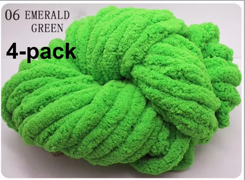 4 упаковки коренастой пряжи ручной вязки мягкий Jumbo громоздкий пушистый шениль, красный зеленый белый - Изображение 3 из 4