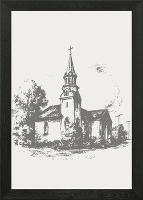 Skizze der Kirche Handzeichnung Gerahmtes Wandbild Poster Leinwanddruck Bild