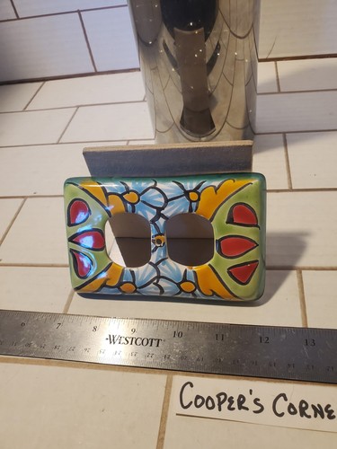 Talavera switch plate, 2 receptor, authentic, made in Mexico, blue talavera 💥💫 - Imagen 5 de 13