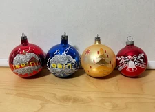 VTG Shiny Brite Stencil Mercury Glass Cabin Bell Christmas Ornament Lot Poland