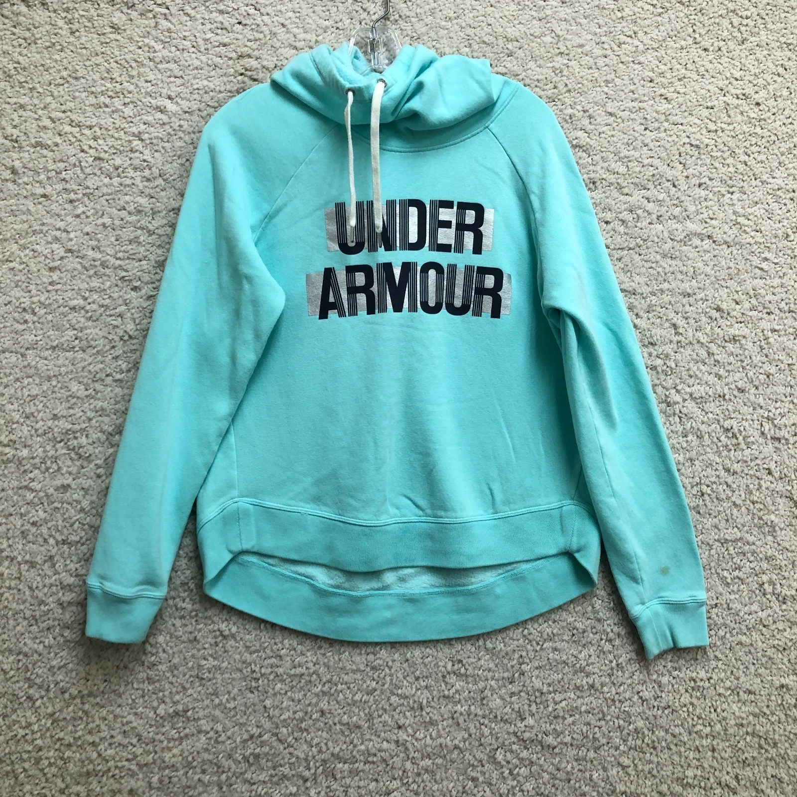 Under Armour Hoodie Medium Adult Blue Loose Hi Low Pullover Sweatshirt Womens M