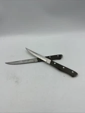 Vintage Maxam Steel  5” Blade Serrated Steak Knives Lot of 2 Stainless Steel