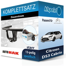 Für Citroen DS3 Cabrio 13- AUTO HAK Anhängerkupplung starr + 13polig E-Satz AHK