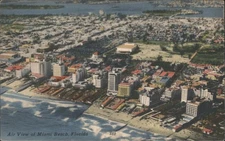 Air View Miami Beach,FL Tichnor Miami-Dade County Original Vintage Postcard