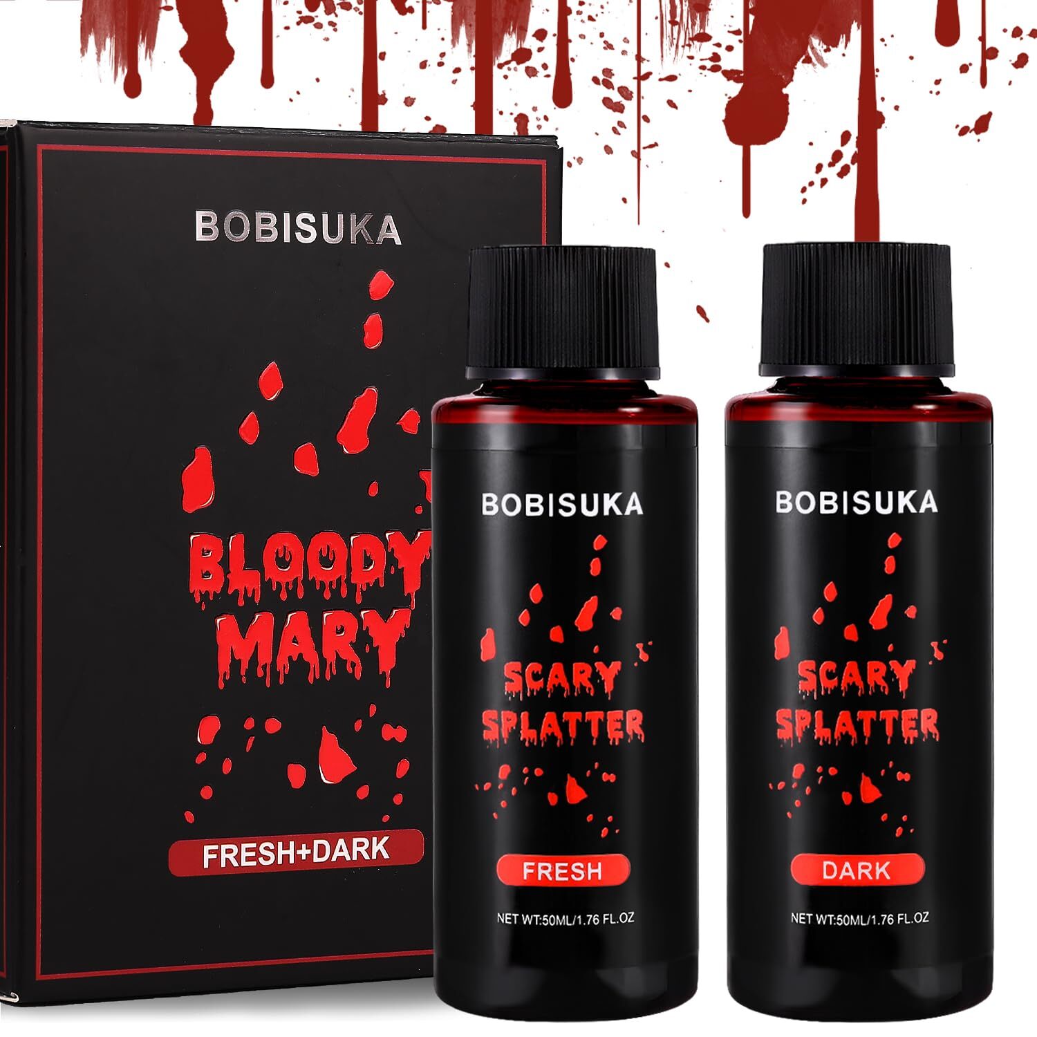BOBISUKA 2PCS Halloween Fake Blood Makeup Kit - Fresh Red + Dark +