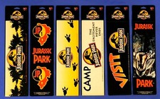 ORIGINAL JURASSIC PARK SET OF 6 BUMPER STICKERS 1993