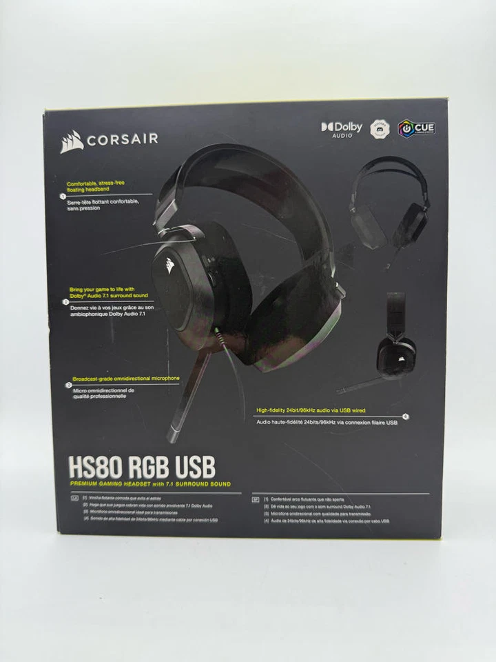 Corsair HS80 RGB USB Gaming Headset with Dolby 7.1 Surround & Omni Mic, Carbon. - Image 3 of 4
