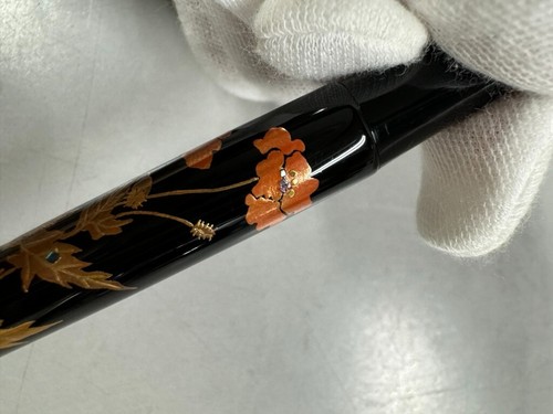 Urushi Maki-e Kaga Mohn Platin Jahrhundert 3776 Füllfederhalter - Gold 18K Mittel Neu im Karton - Bild 7 von 22