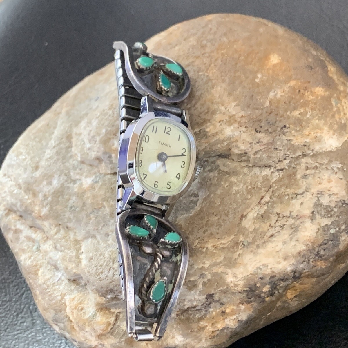 Blue Turquoise Navajo Sterling Silver Old Pawn Watch Tips 1636 | eBay