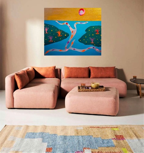PAINTING,ENTITLED; 'COMPOSITION #129', ACRYLIC,ABSTRACT, CANVAS BOARD,FREE SHIP - Picture 2 of 8