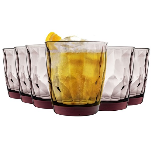 Bormioli Rocco 6x Diamond Water Glasses Dimpled Water Tumblers 390ml