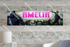 Black Panthers - Personalized Name Poster Customized Birthday Party Banner Decor