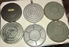6- Vintage 16mm 7  Metal Empty Film Tins W/some Empty Reels