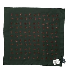 NEW VINTAGE 2004 Ralph Lauren Silk Pocket Square Green Yellow  Equestrian  Italy