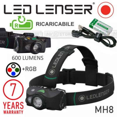 Torcia Frontale Ledlenser MH8 | 600 Lumen | Ricaricabile USB | Luce Rossa/Verde/Blu | Per Outdoor, Caccia E Pesca - Foto 5