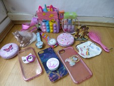 JOB LOT GIRL'S UNICORN WATCH COIN PURSE BAG RAINBOW IPHONE 5C CASE MIRROR NAIL P