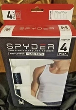 Spyder Mens Pro Cotton Tank Tops 4 pack White Medium ,Large , XL