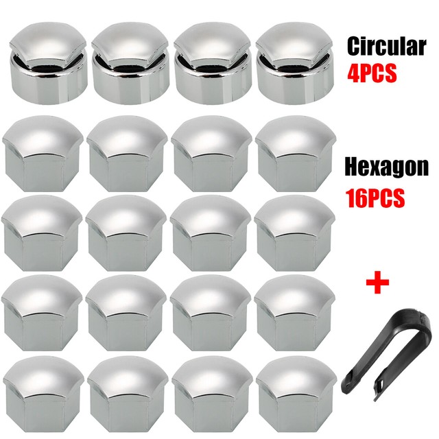 20x Wheel Lug Nut Cover 17mm Bolt Cap + Removal Tool For Ford Peugeot