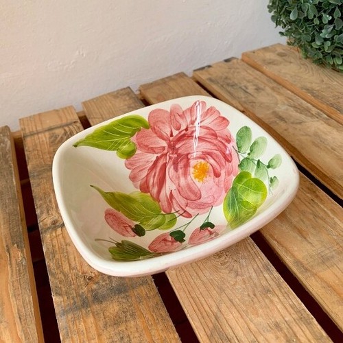 BASSANO KERAMIK QUADRATISCHE SCHÜSSEL SCHALE 13 CM ROSEN MOTIV - Picture 5 of 7