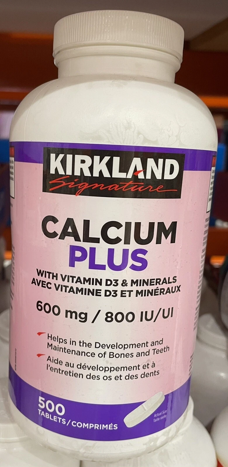 Kirkland Signature Calcium Plus With Vitamin D3 & Minerals 600 mg / 800 IU - 500