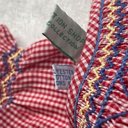 Vintage TPS Collection Girl's Gingham Floral Smocked BIshop Dress Size 4 - Picture 9 of 12