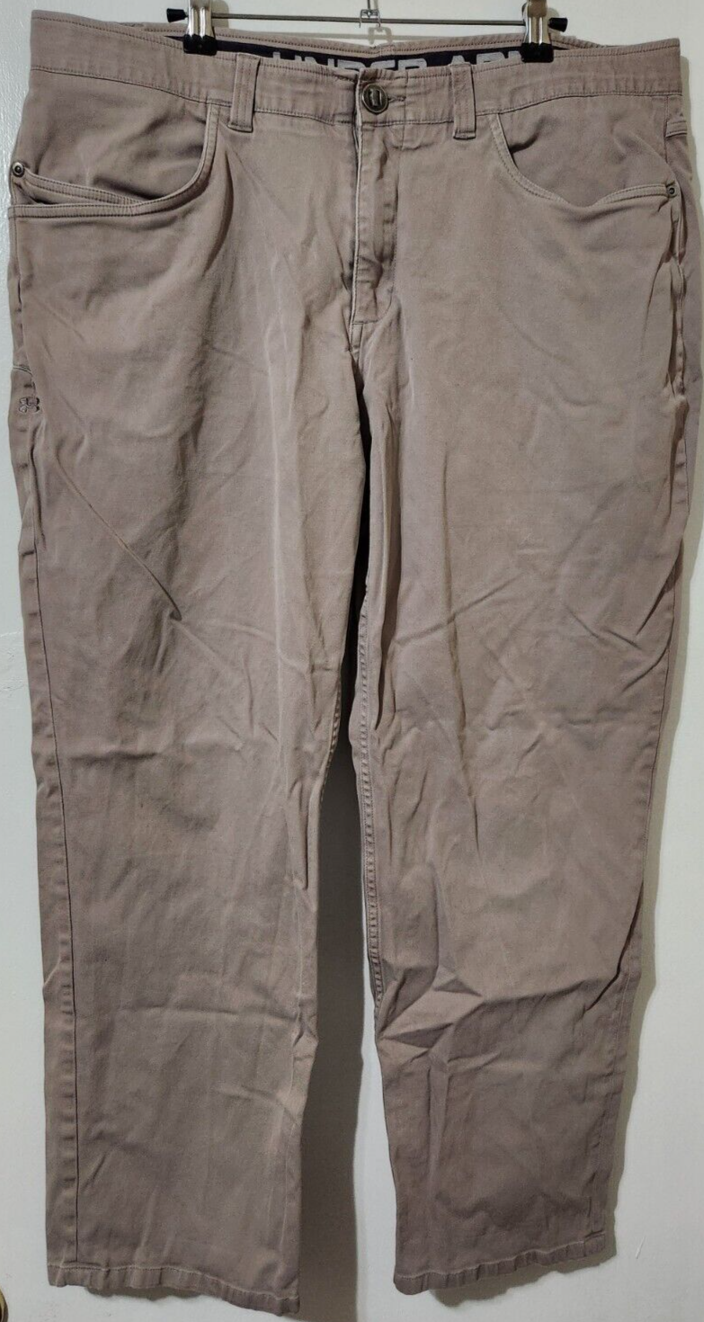 Under Armour Men 38x30 Grayish-Brown Straight Stretch Flex Canvas Chino Pants