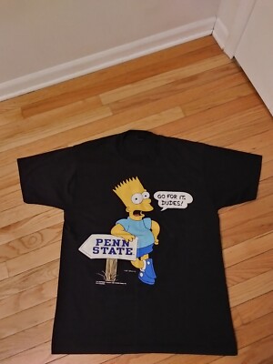 Penn State Nittany Lions NCAA Vintage 1990 Screen Stars Bart Simpson Shirt 