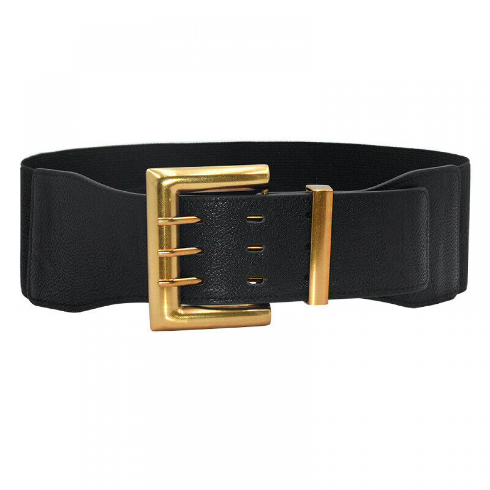 Women Wide Belt For Dress Jeans Buckle Elastic Stretch Faux  display picture 2